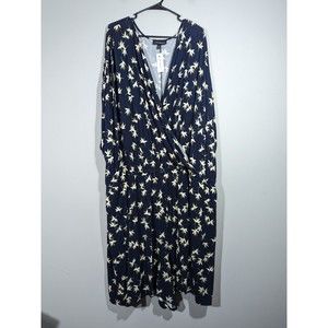 New Lane Bryant Navy Floral Faux Wrap Romper Plus Size Woman 34/36